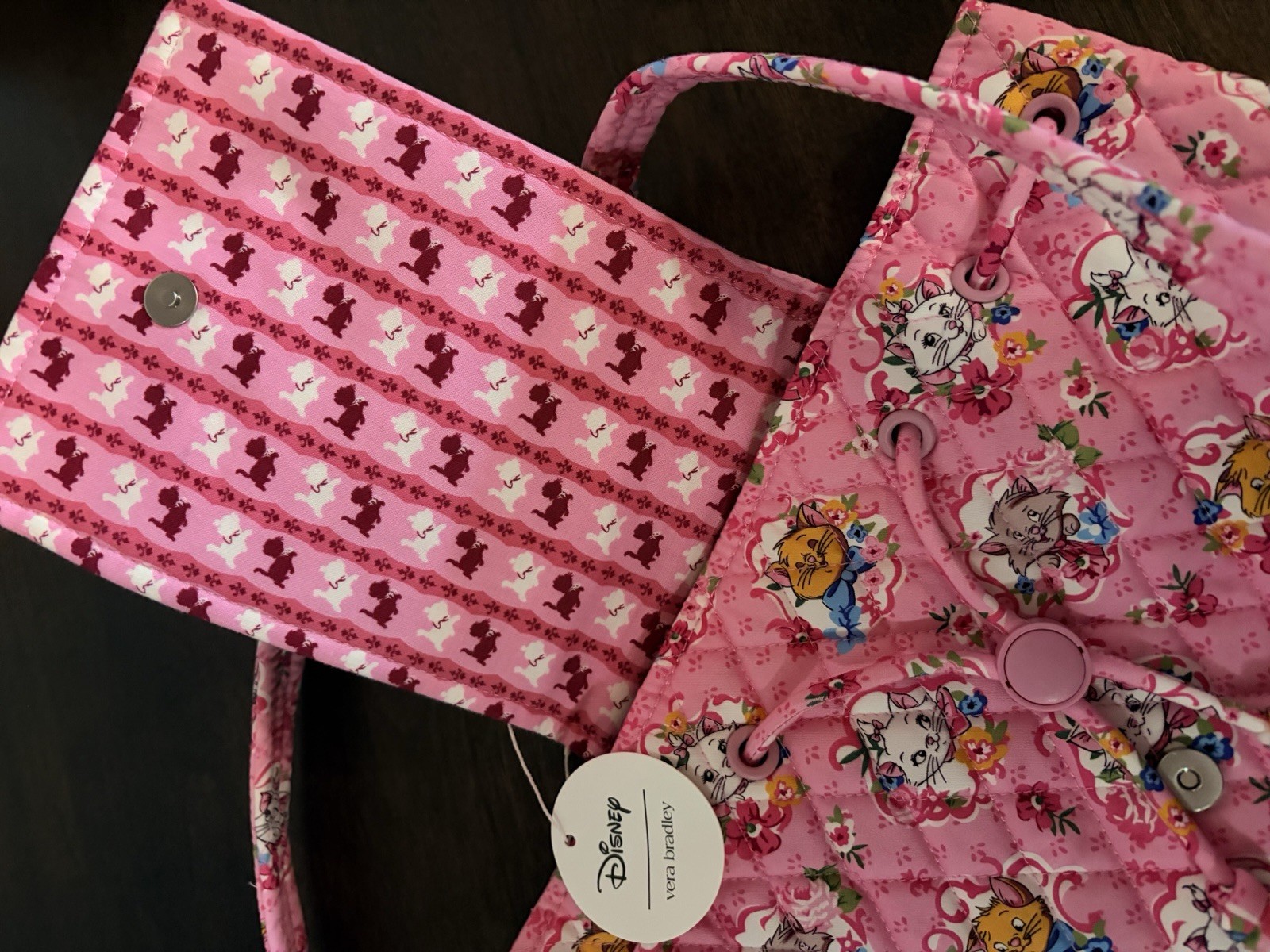 Vera Bradley Disney Aristocats Original Drawstring Backpack Pink Bag NWT SoldOut