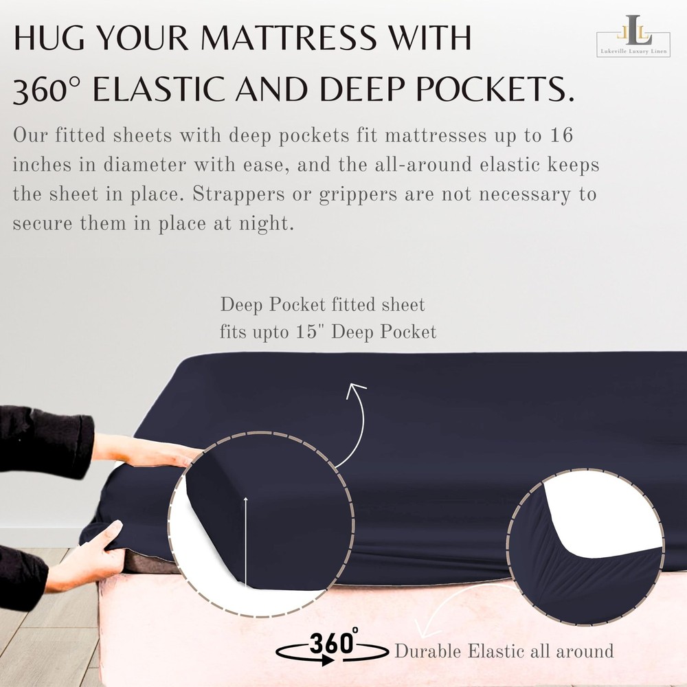 Full XL Size Bed Sheets - Softest 100% Cotton 4PC Sheet Set -500 Thread Count...