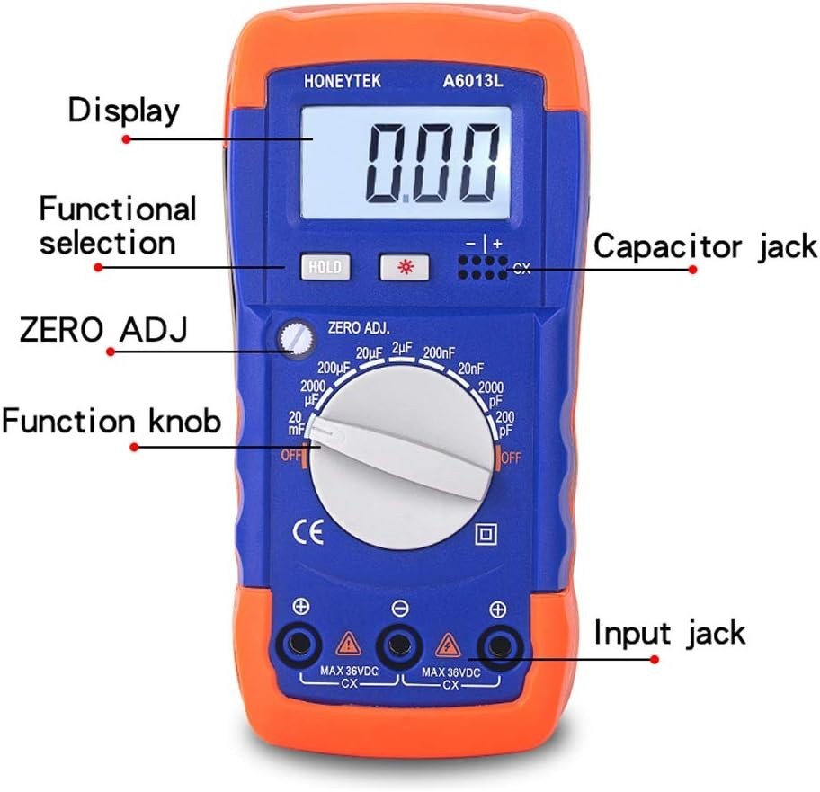Advanced LCD Handheld Capacitor Tester - 1999 Counts, Low Battery Indication