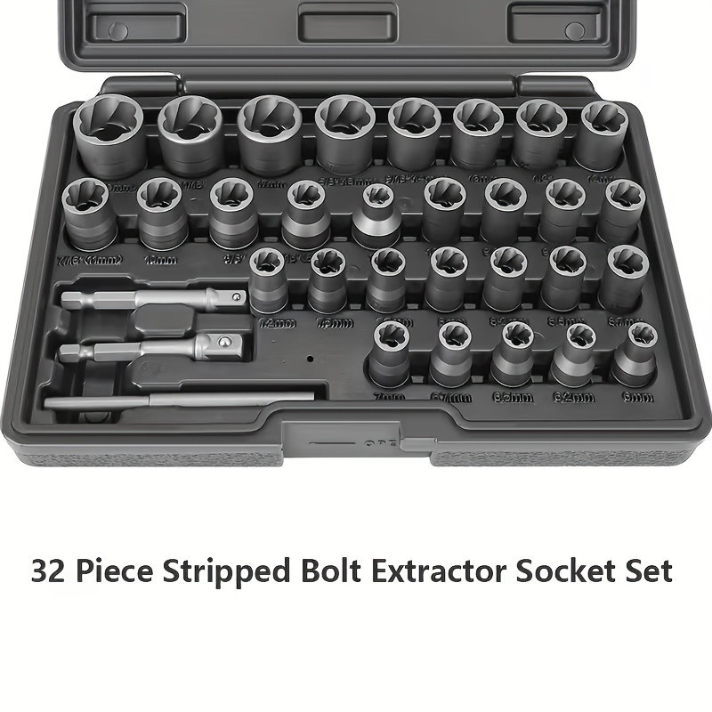 32pcs Stripped Bolt Extractor Socket Set