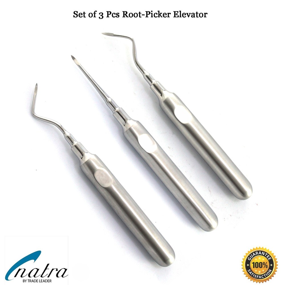 3 Pcs Dental Root Elevators HEIDBRINK Oral Surgery Luxating Root PICKER Elevator