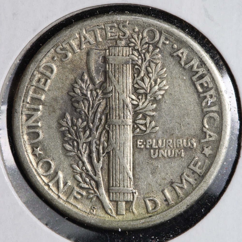 1917-S Mercury Silver Dime AU E164 KCL