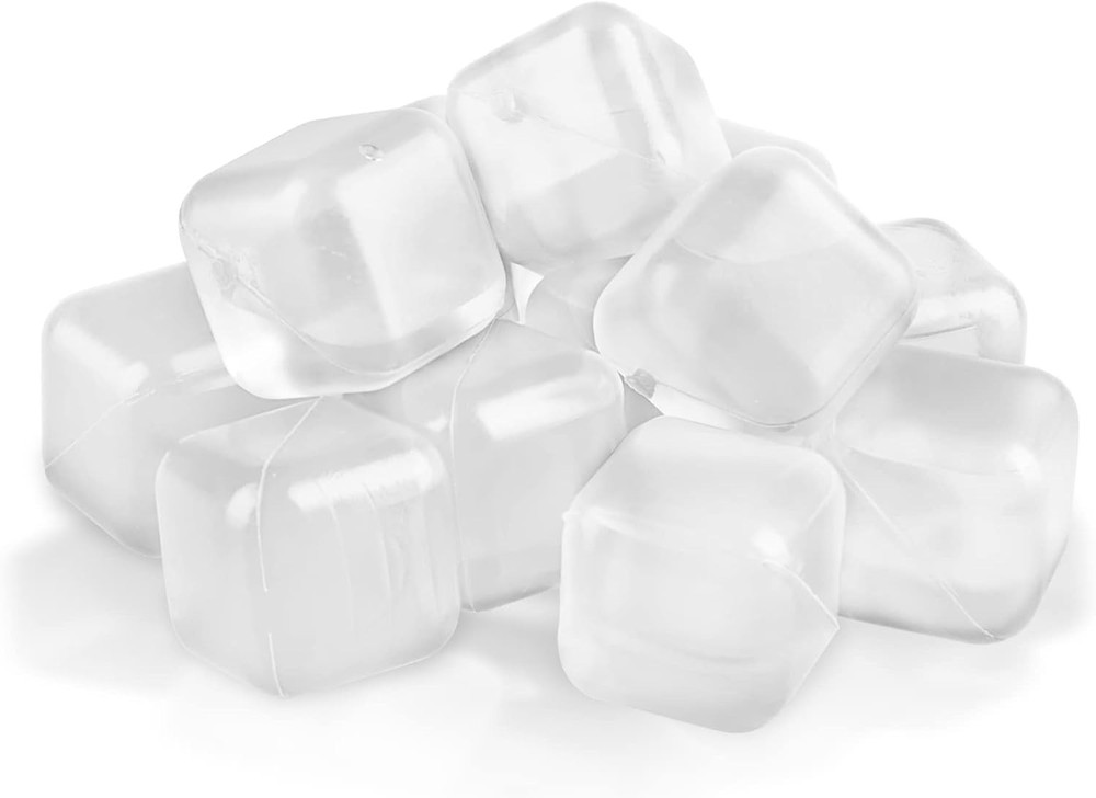 60 Pack Reusable Ice Cube for Drinks, Refreezable Plastic Ice Cubes Without