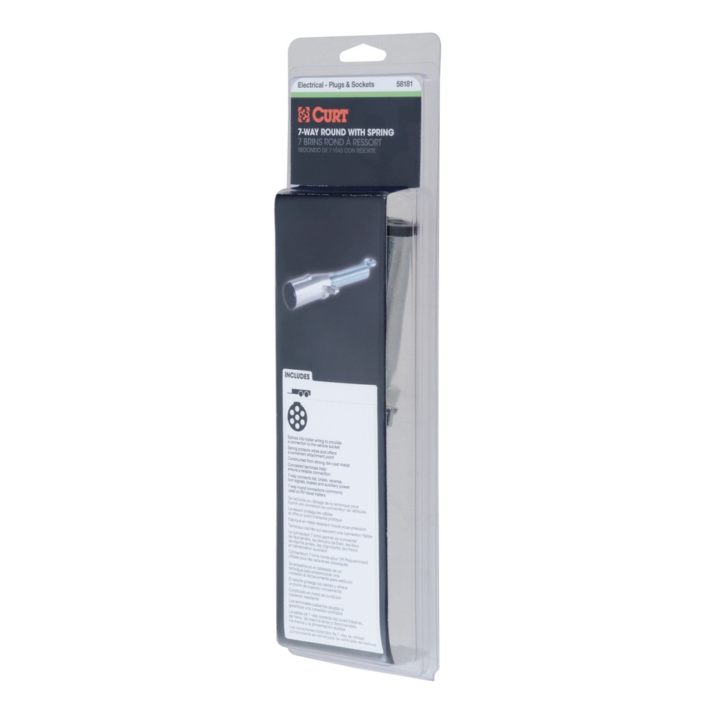 Curt-7-Way Round Connector Plug with Spring (Trailer Side, Packaged)