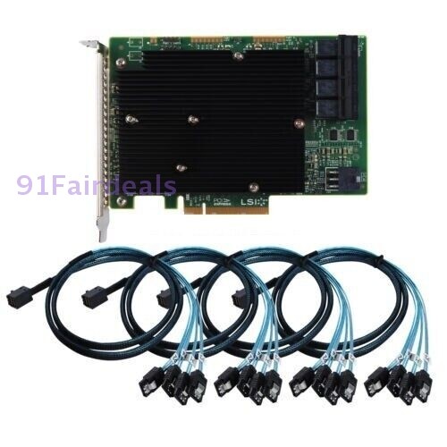 LSI 9300-16I 12Gbps HBA IT Mode ZFS FreeNAS unRAID + 4*SFF-8643 4*SATA Cable