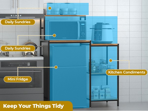 Fridge and Microwave Storage Shelves Save Space Suitable for Dorm Kitchen