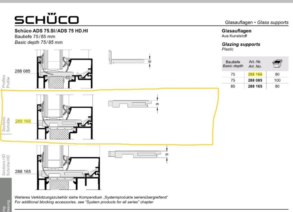 Schuco Glass Support Ref: 288166 80/Box