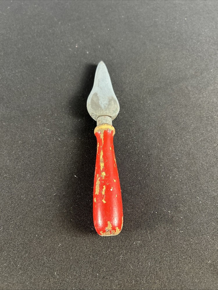 Antique Red Wood Handled Knife Sharpener - Ax