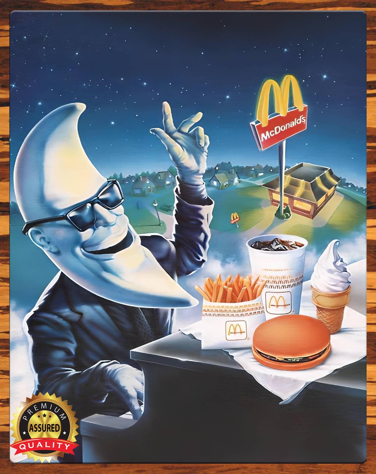 McDonalds - It's Mac Tonight - 1987 - Moon Head Guy - Rare - Metal Sign 11 x 14