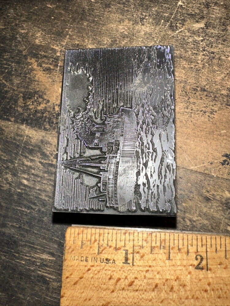 Print Block ( Old Steamship ) Nice Details!