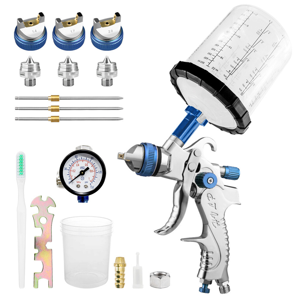 1.4MM 1.7 2.0MM Nozzle Kit HVLP Auto Paint Air Spray Gun Gravity Feed Car Primer
