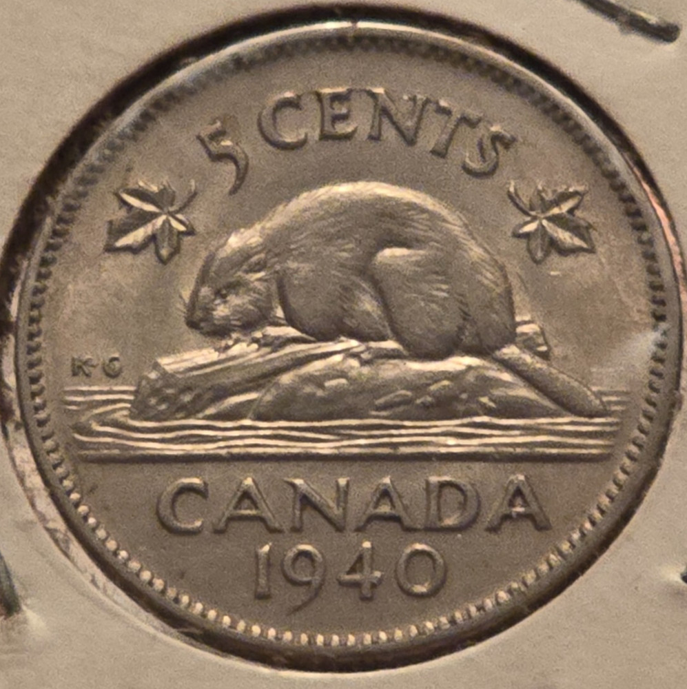 1940 Canadian Five-Cent Coin - GEM BU CONDITION!