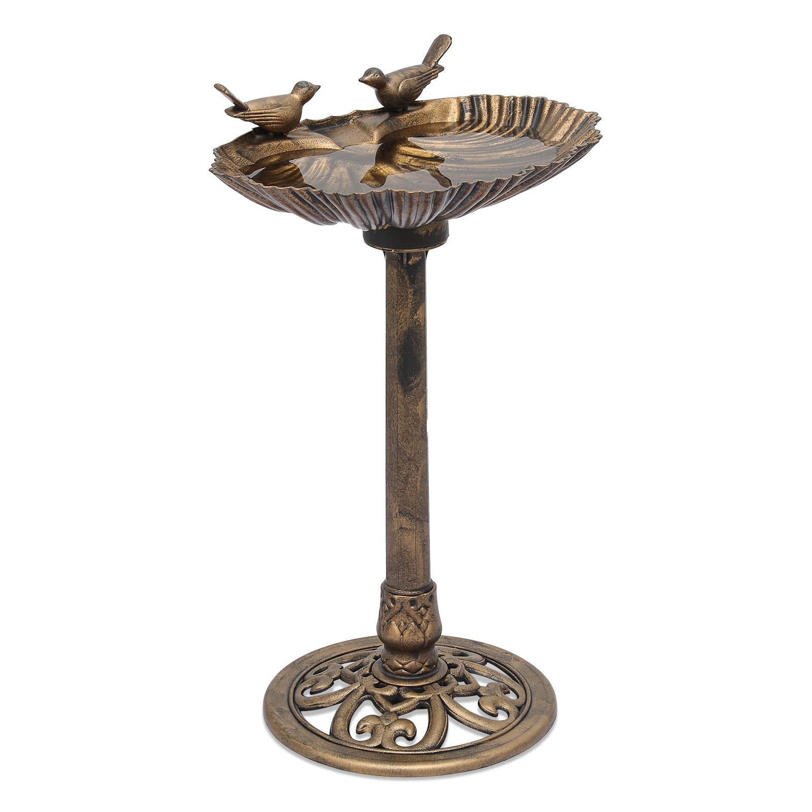 Outdoor Pedestal Solar Pumb Bird Bath Bronze Freestanding Garden Backyard D??cor