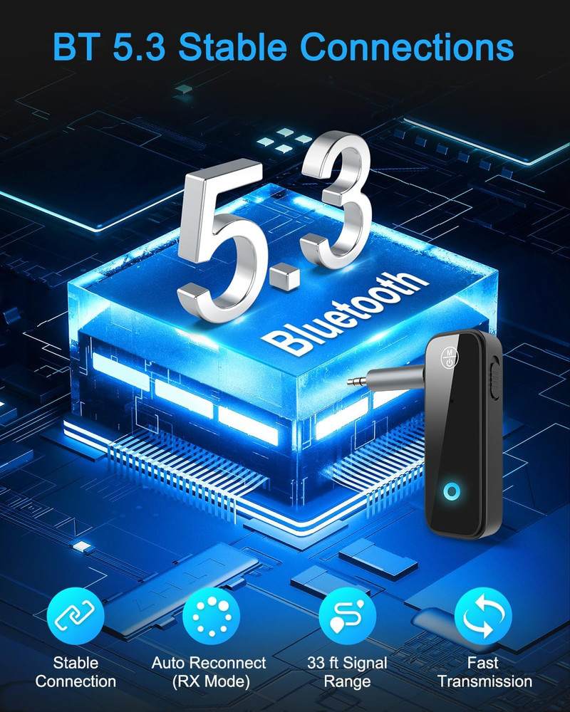 (Upgraded) Ankilo Aux Bluetooth 5.3 Adapter for Car, 2 in 1 Bluetooth Receiver T