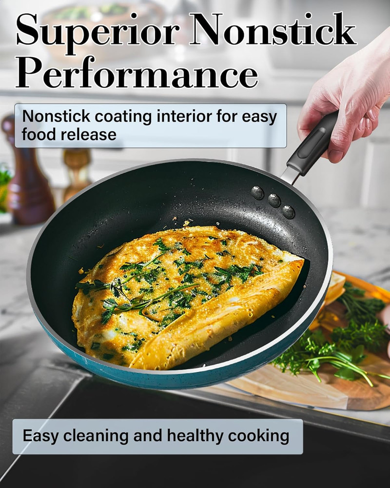 12-Piece Nonstick Cookware Set, Induction Compatible, Turquoise