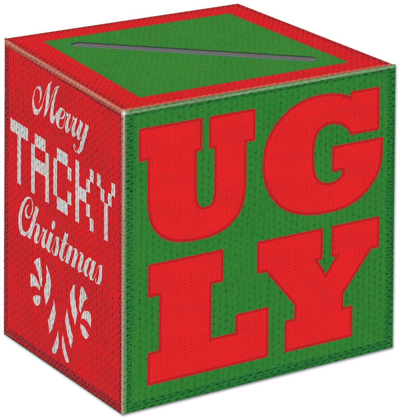 Ugly Sweater Ballot Box w/Ballots of Size 9" x 9" for Christmas - Beistle