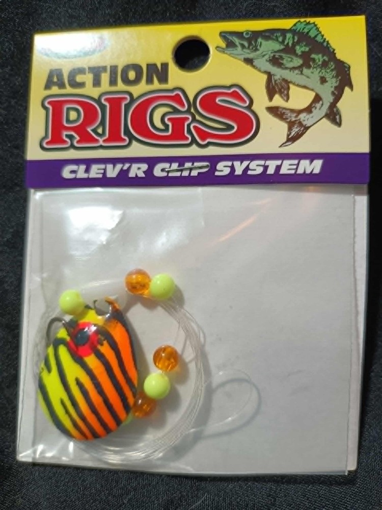 K&E Stopper Action rigs #4 blade, 2 hooks, chartreuse/orange tiger blade