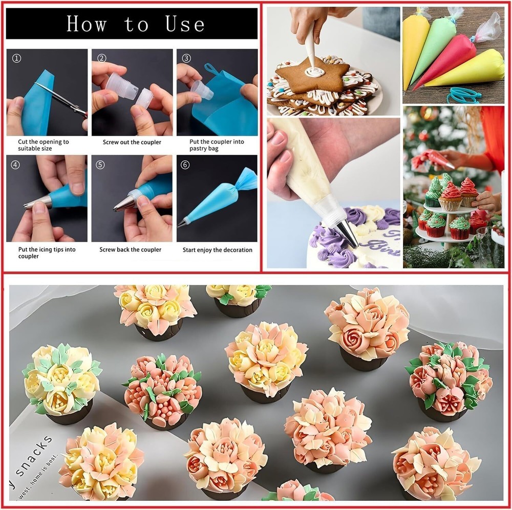 DIY Cake Decorating Kit Baking with 4 Springform Pans Rotating Turntable 540PCS