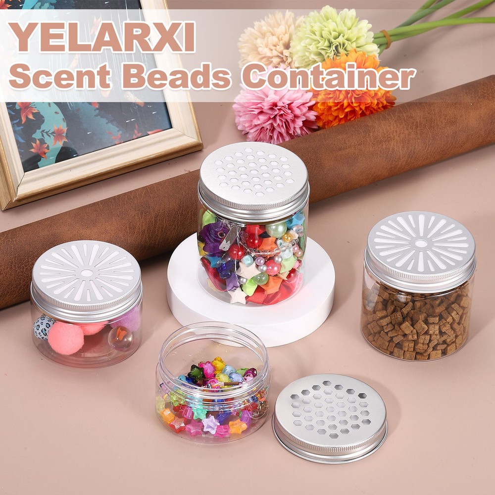 Empty Scent Beads Container, Plastic Freshener Tin 6Pcs & 2.7oz/80ml