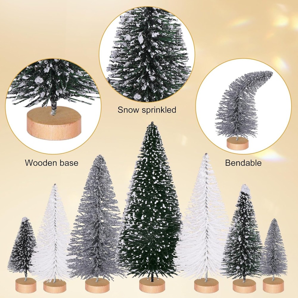 Iceyyyy 56 Pcs Artificial Mini Christmas White&silver&dark Green