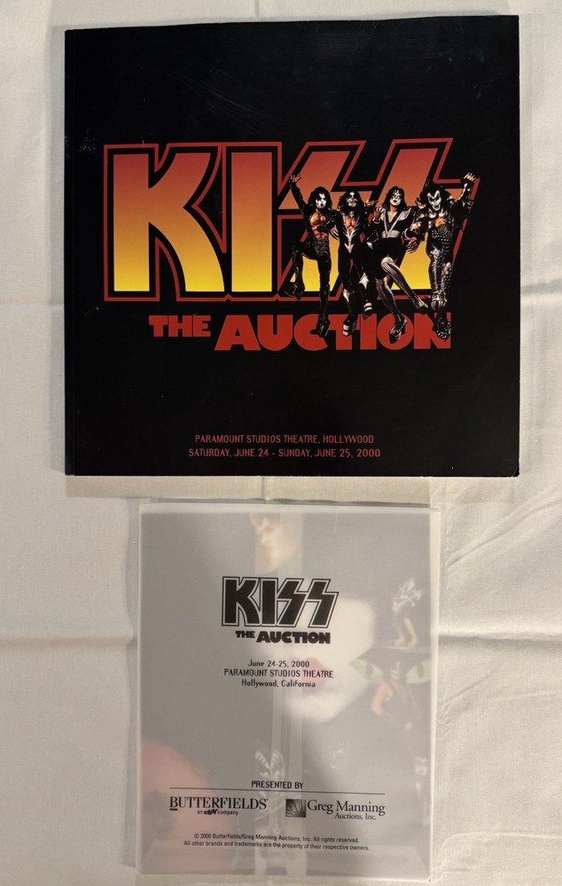 KISS ✨ SIGNED BY PAUL STANLEY & GENE SIMMONS ✨ BUTTERFIELDS AUCTION BOOK + 4 PIC