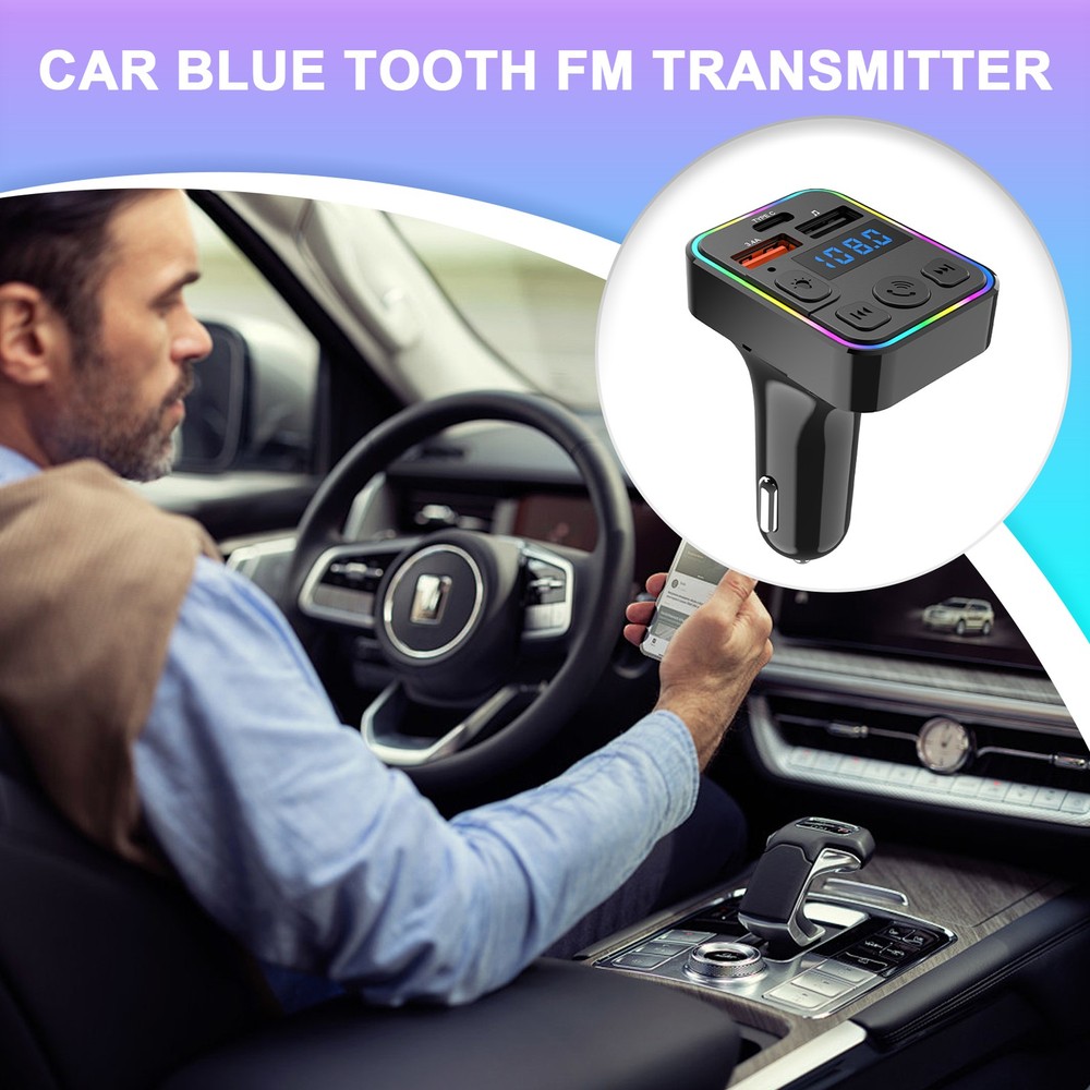 Car Music Adapter MP3 Wireless Transmitter Double USB With Type-C Port