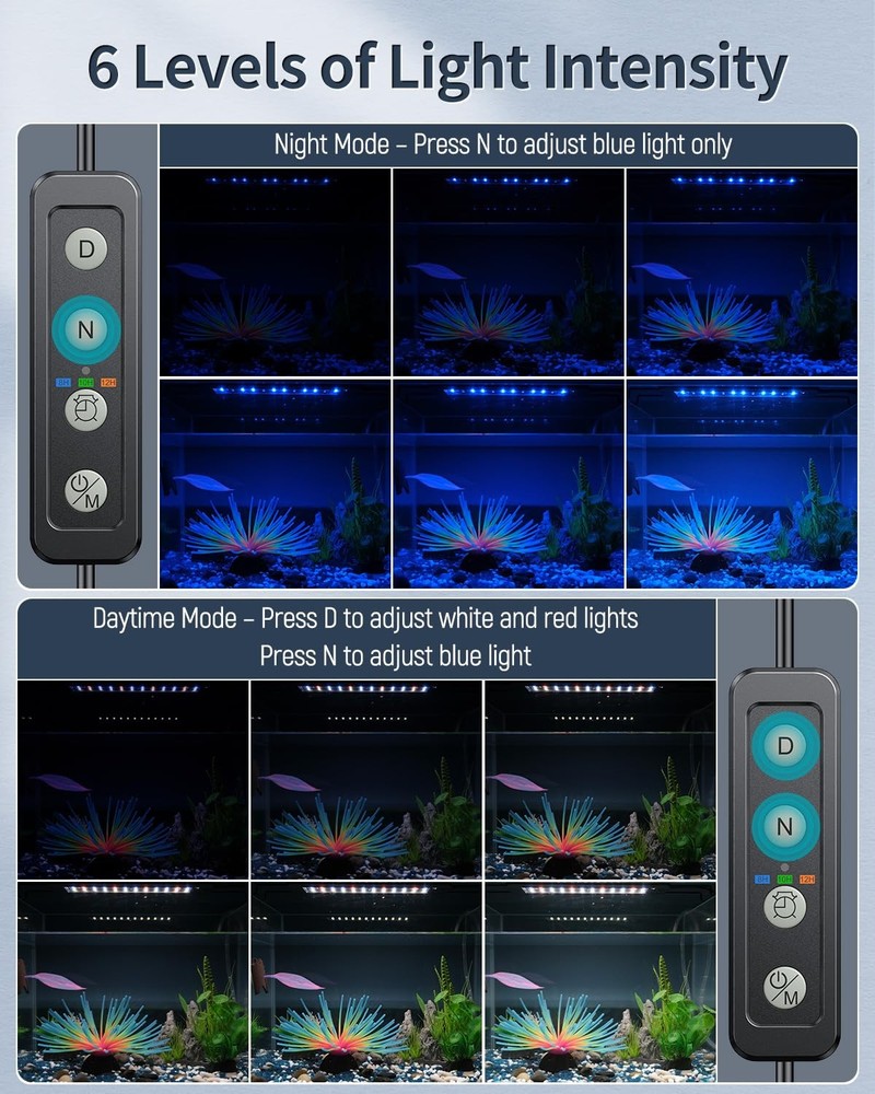 Pawfly 6 W Extendable Aquarium LED Light for 6 to10 6"-10", Basic with Timer