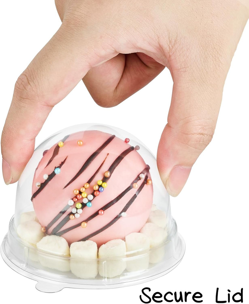 100Pcs Clear Plastic Mini Cake Boxes with Dome Lids Mini