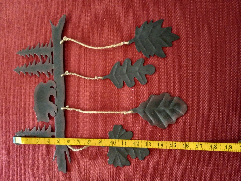 Rustic Metal Windchimes Bear/Trees Wall Decor Indoor/Outddor