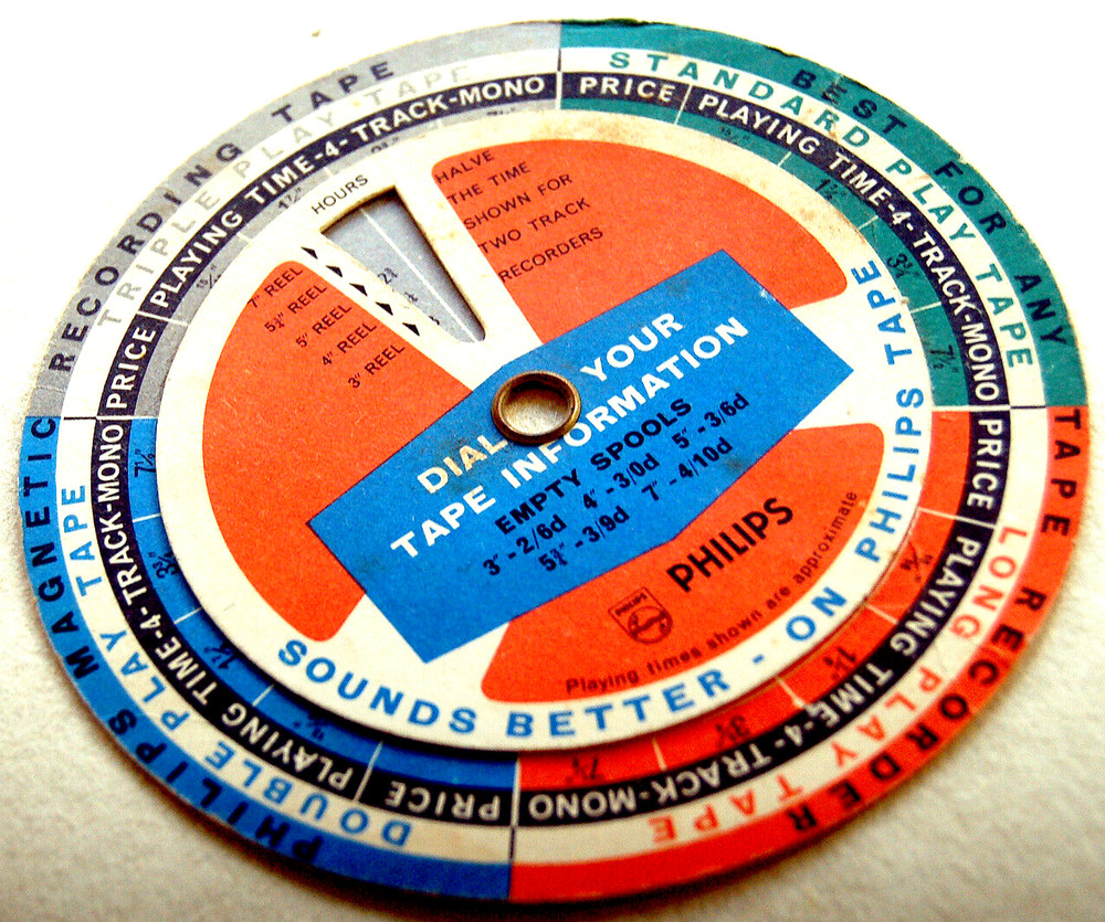 PHILIPS Turnable MOVEABLE CALCULATOR Circular TAPE RECORDER Dial TRACK TIME DIAL