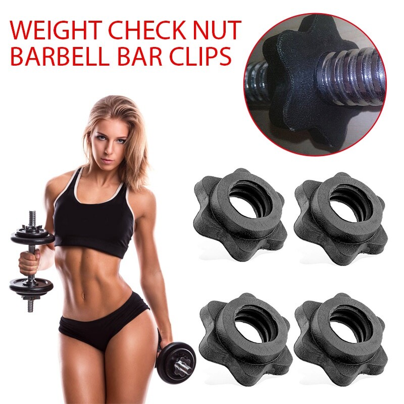 4PC Weight Check Nut Barbell Bar Clips Spin Lock Screw Dumbbell Spinlock Collars