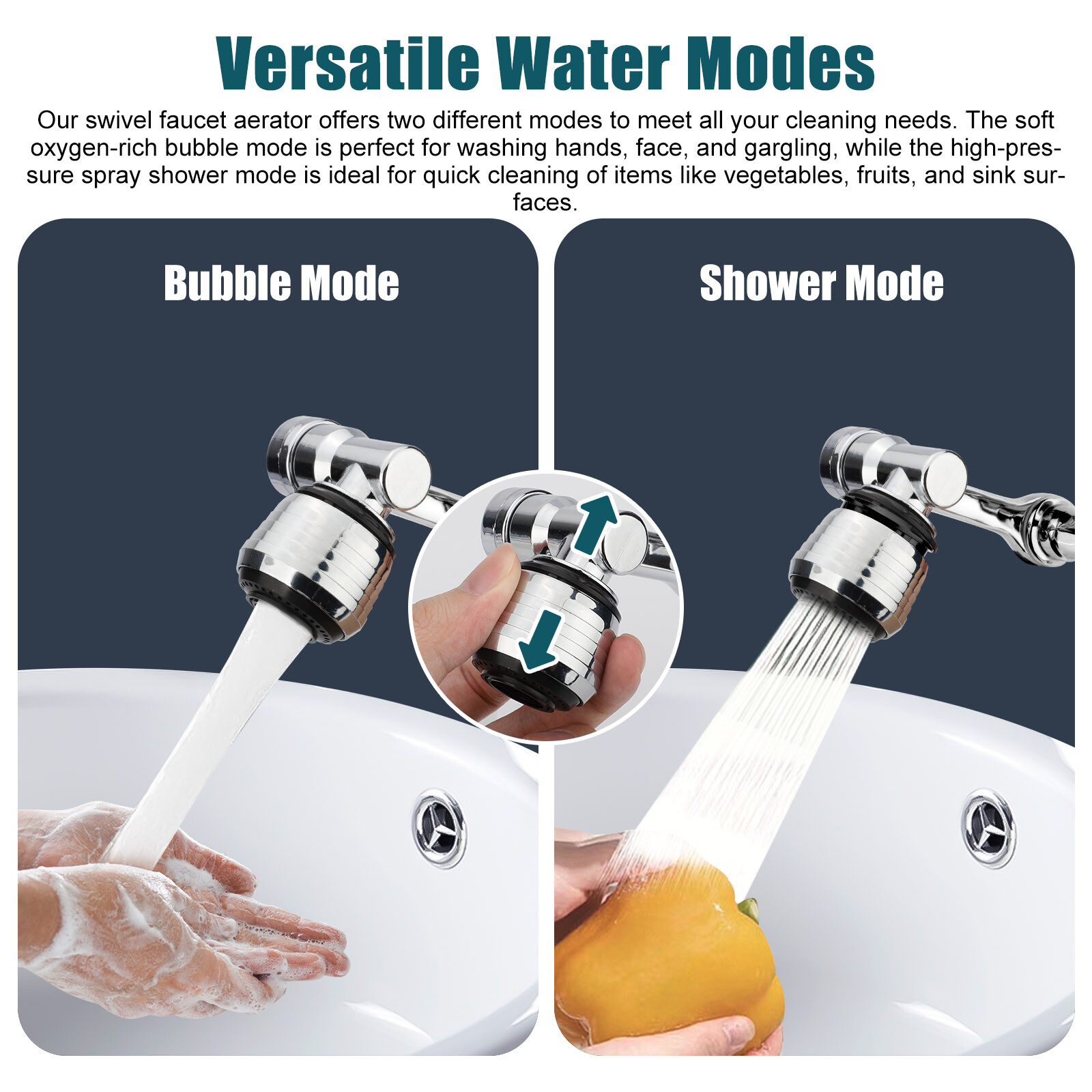 2 Pack Universal 1080° Swivel Extension Faucet Rotate Robotic Arm Tap Extenders