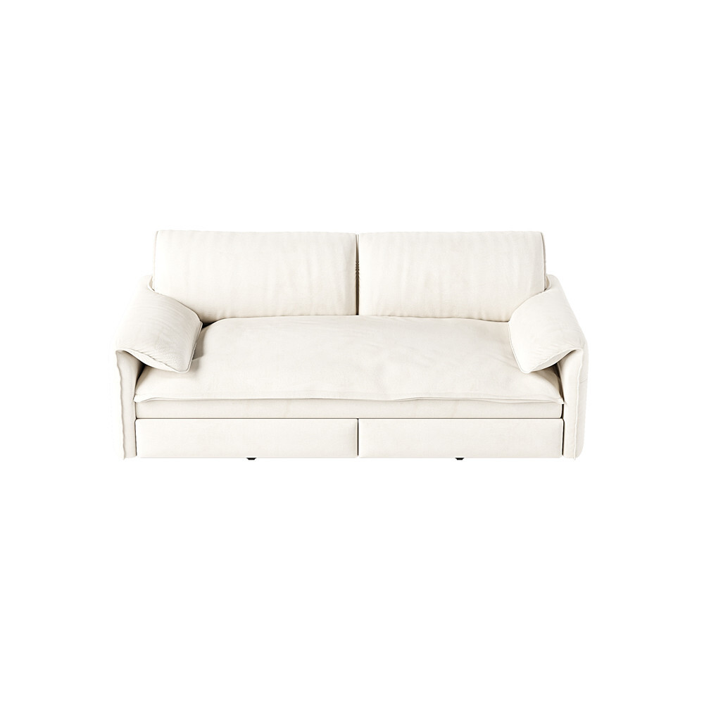 Upholstered Daybed w/Pull Out Bed Convertible Sleeper Sofa Couch Queen Size Bed