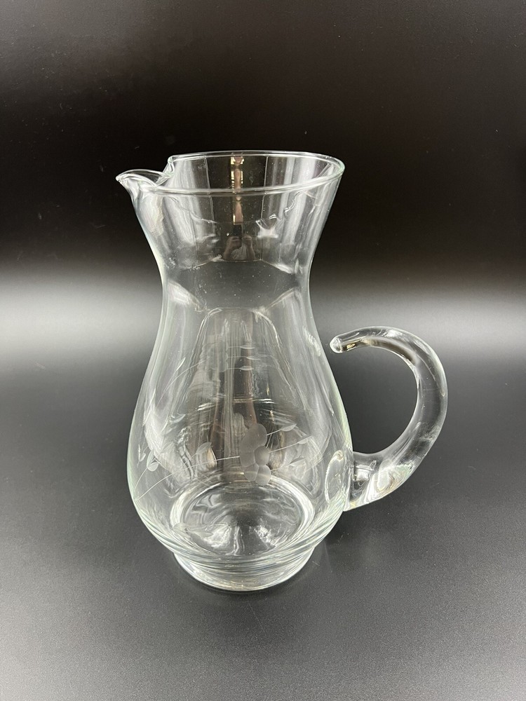 Princess House Etched Flower Crystal Pitcher
