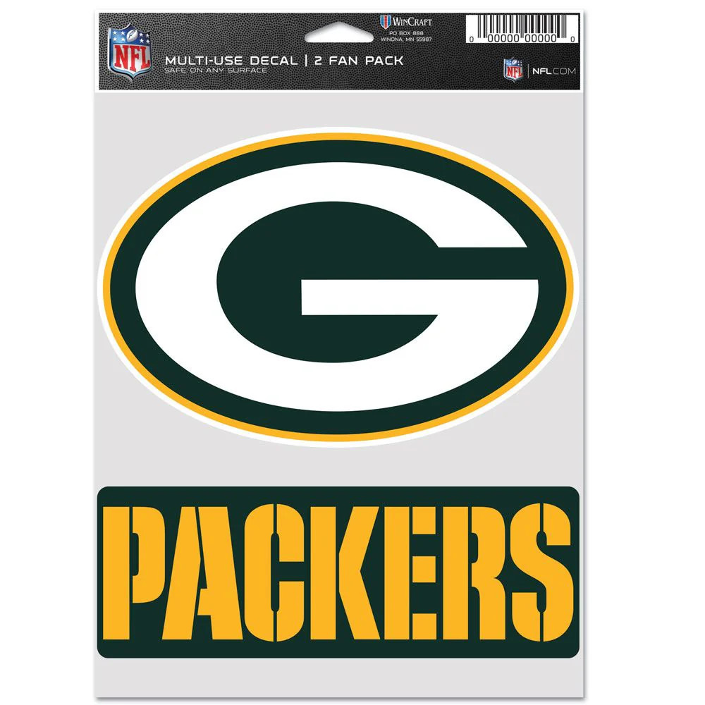 Green Bay Packers Decal Multi Use Fan 2 Pack