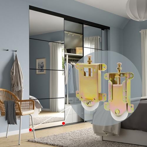 Sliding Mirror Closet Door Rollers Replacement Hardware 2-5/16" H.C.- 2Pack