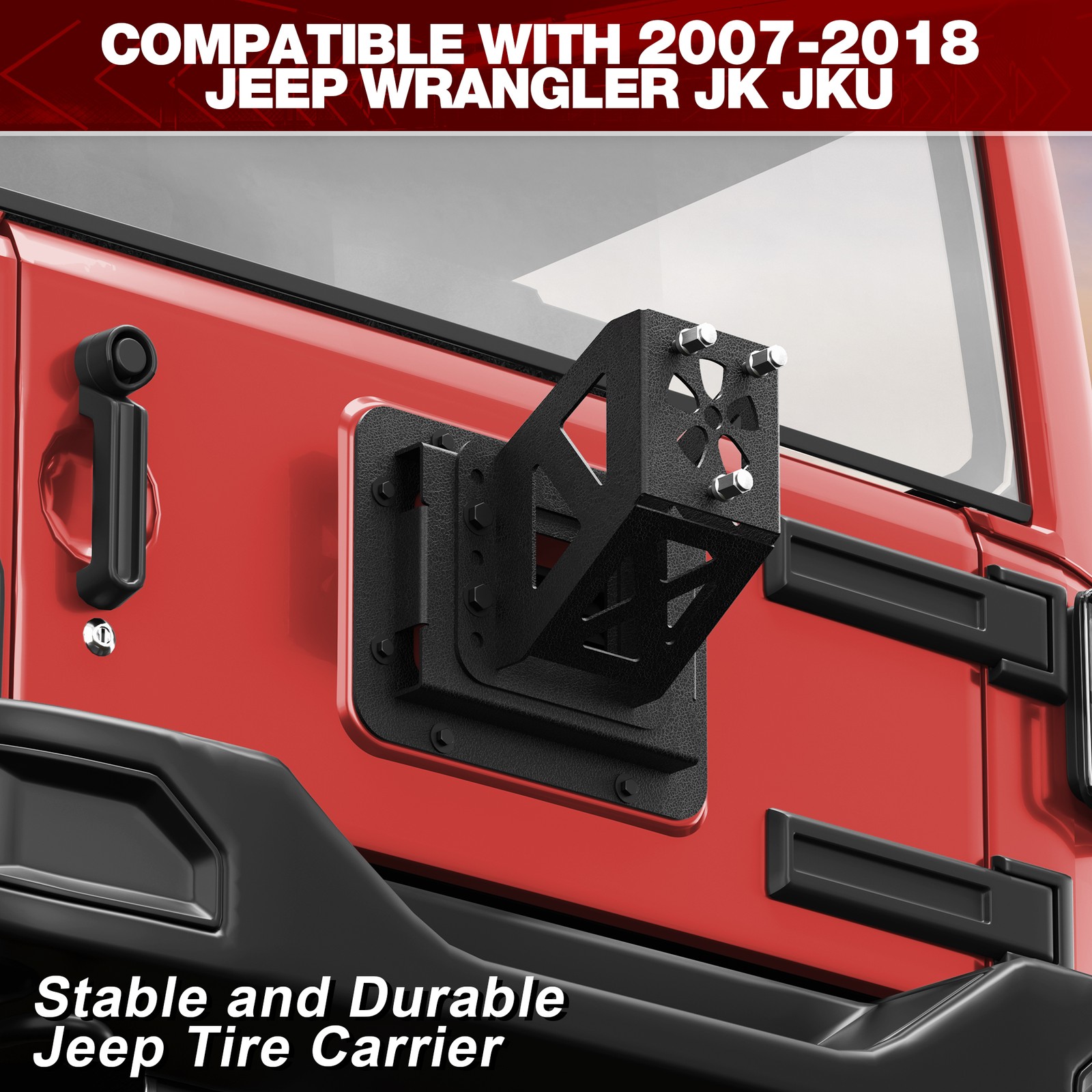 Adjustable Tailgate Spare Tire Carrier Mount Fit 2007-2018 Wrangler JK/JKU