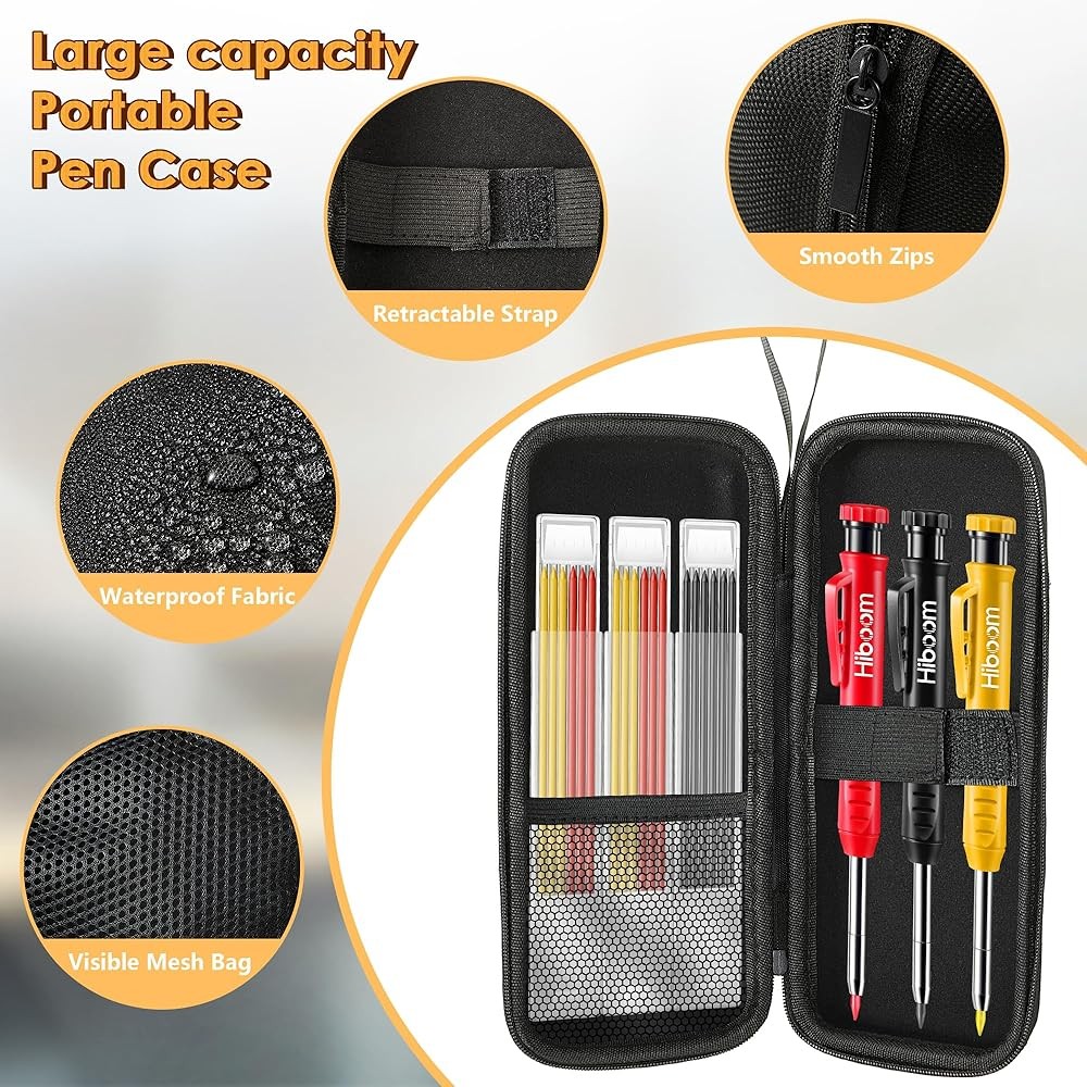 Carpenter Pencils with Retractable Holder, Deep Hole Marker