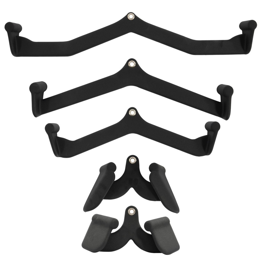 "5Piece Cable Machine Attachments Set for Lat Pulldown, Bicep, Tricep Workouts"