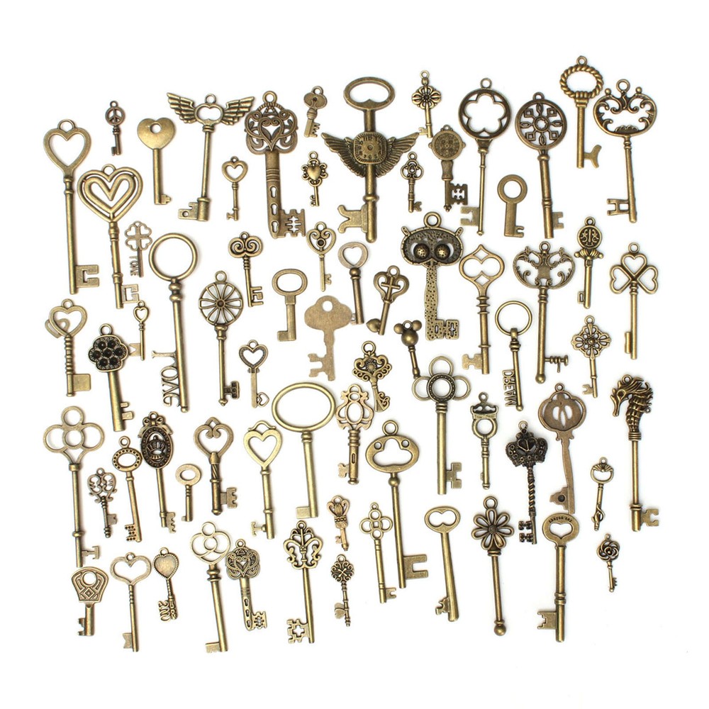 69pcs Mixed Skeleton Keys Large Small Exquisite Shape Crown Shape Christmas gift