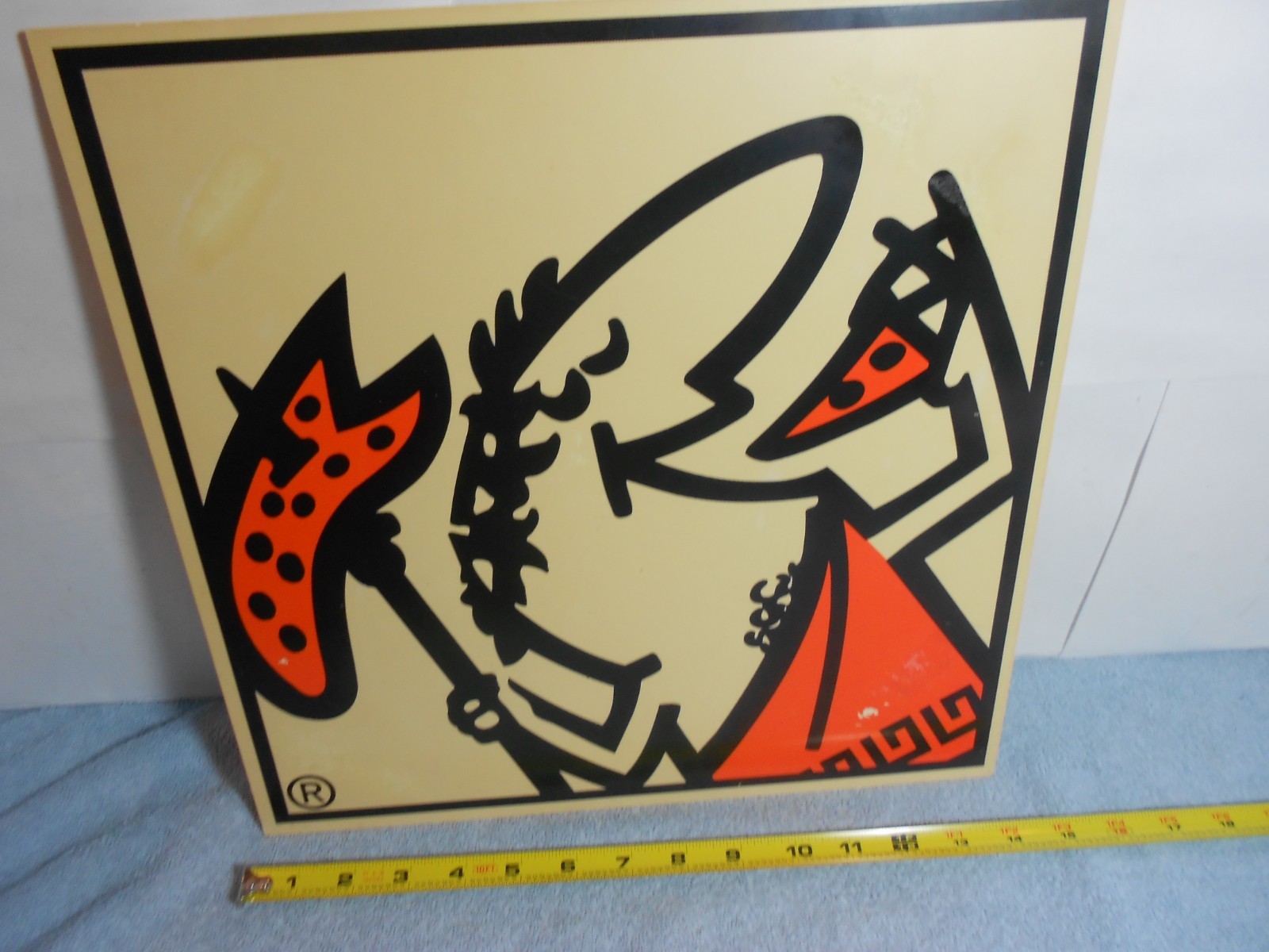 VINTAGE ORIGINAL LITTLE CAESARS PIZZA 14 x 14 in PLASTIC ADVERTISING SIGN - X132