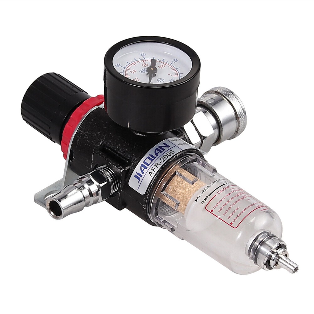 1/4" Air Compressor Filter Water Separator Trap Tools Kit Regulator Gauge 130PSI