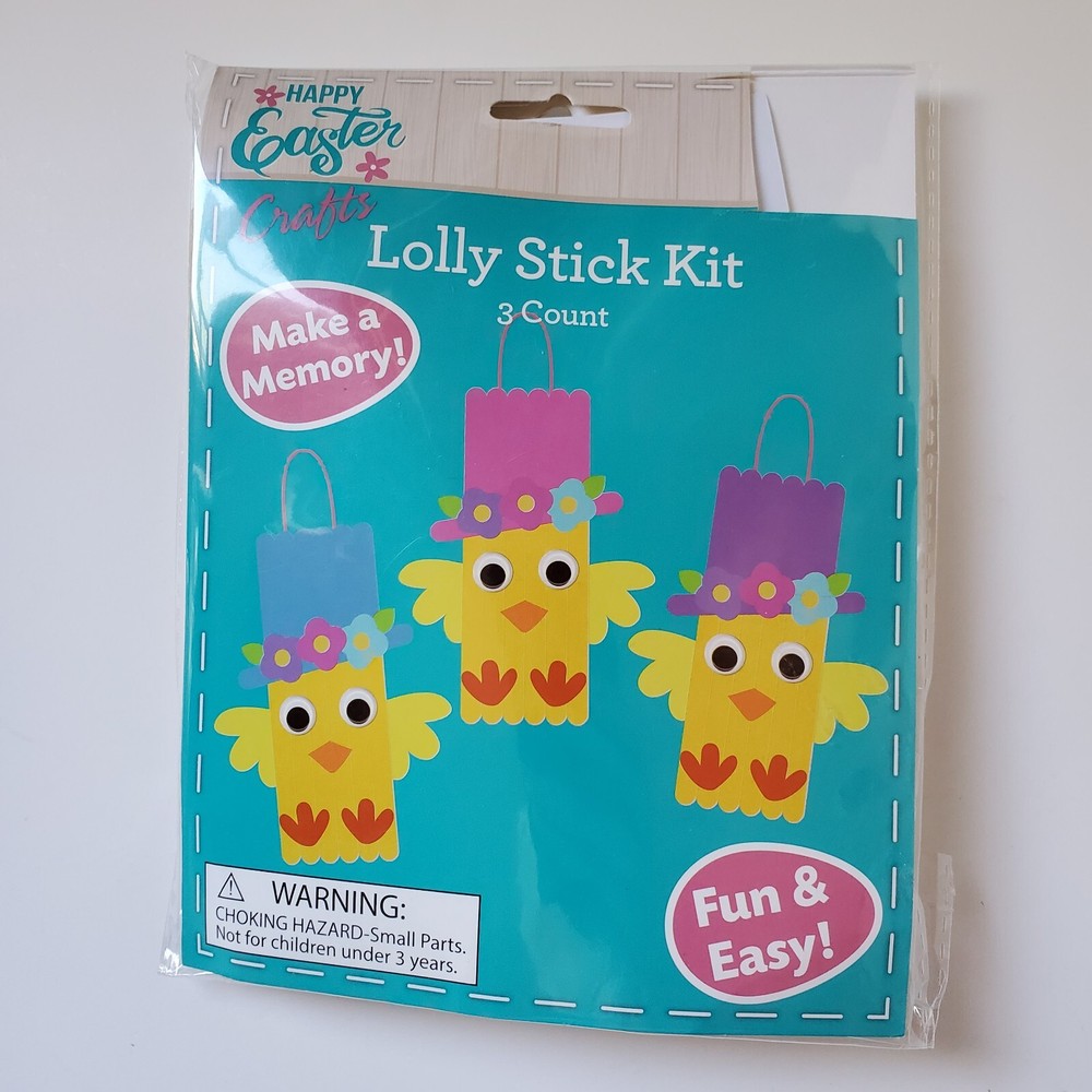 5 Lolly Stick Kit Easter Chicks 3 Each Stuffer Class Easy School Craft Activity