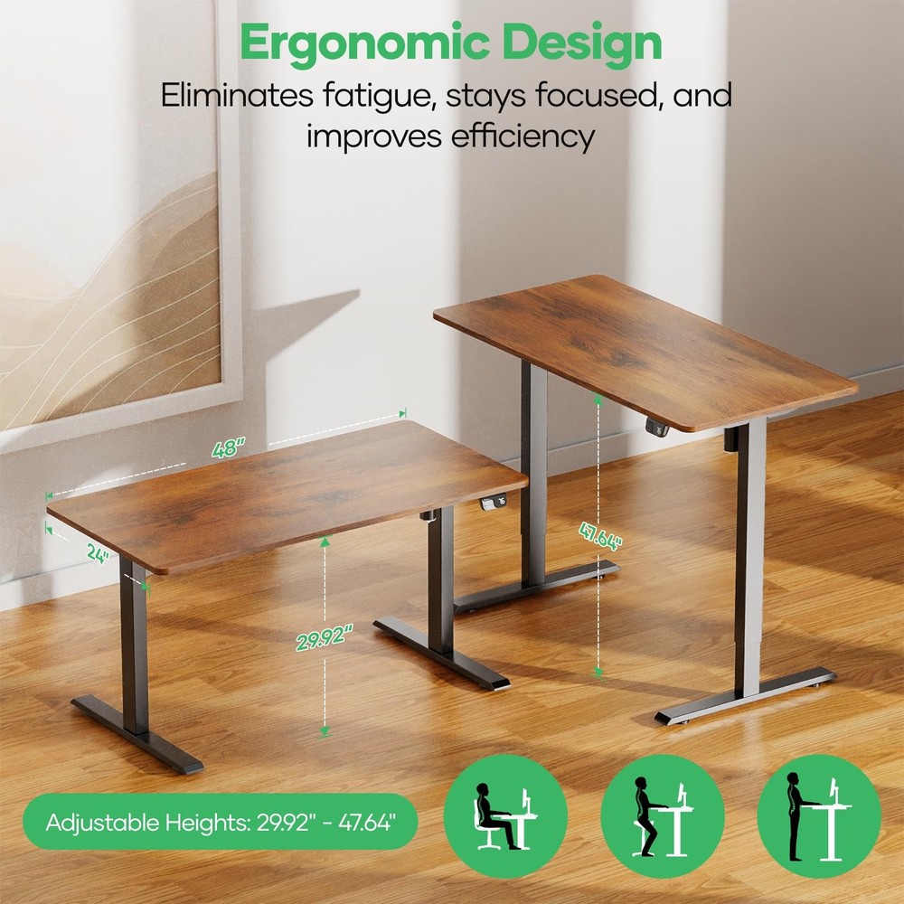 Electric Standing Desk,Height Adjustable Computer Home Office Stand Up Desk,4...