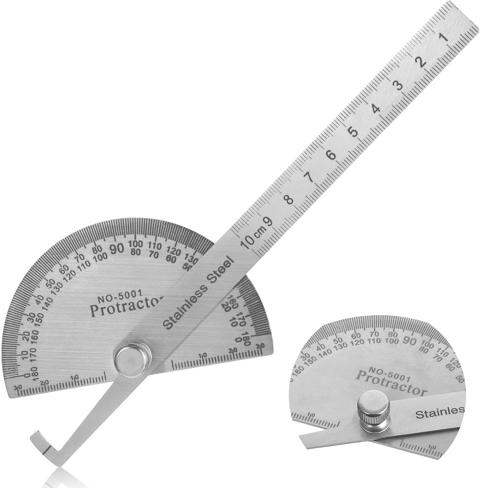 Stainless Steel Angle Protractor Miter Protractor Angle Finder 0-180 Degrees 10