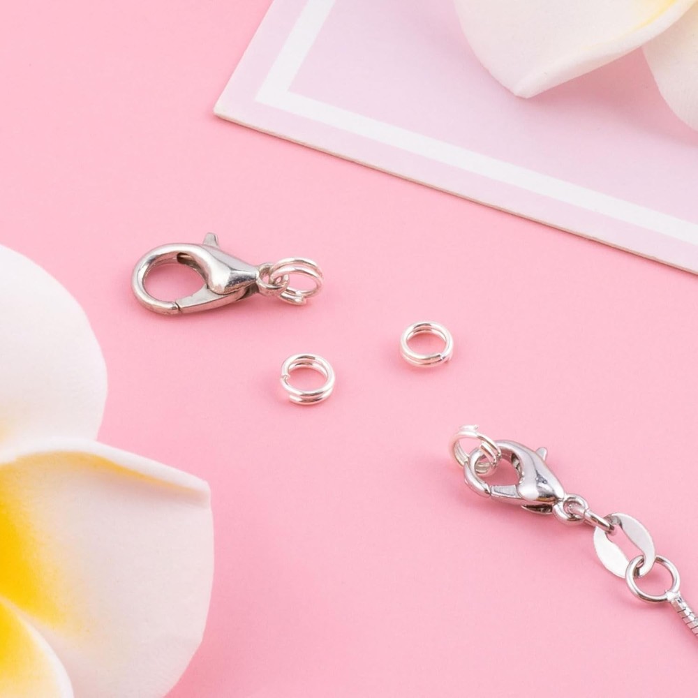 4 Pcs 925 Sterling Silver Split Jump Ring 4mm Small Key Rings 4mm-Silver