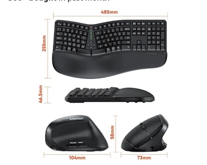 MEETION Ergonomic Keyboard and Mouse, Wireless Keyboard with Vertical Mouse,...