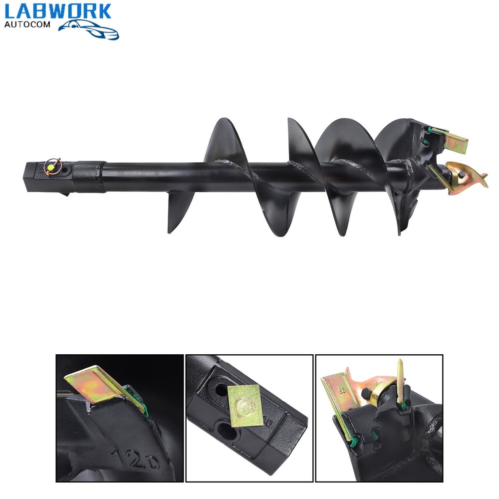 Attachments 12" x 48" Auger Bit for Post Hole Digger, 2" Hex Connect