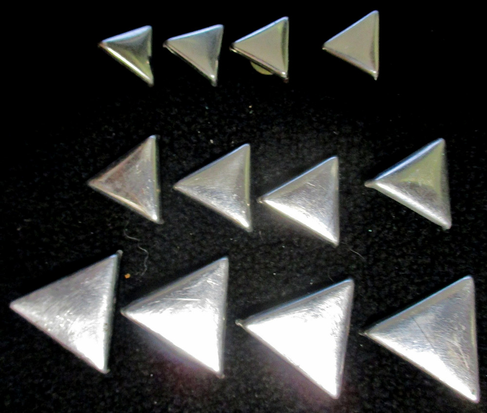 12PC Vintage TRIANGULAR Conchos LOT-chicago screw post backs-Parade Bridle tack