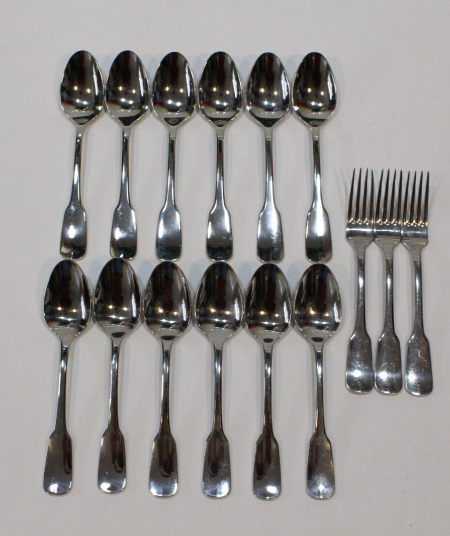 15 Piece Lot Ginkgo Helmick Alsace Stainless 18/8 Flatware